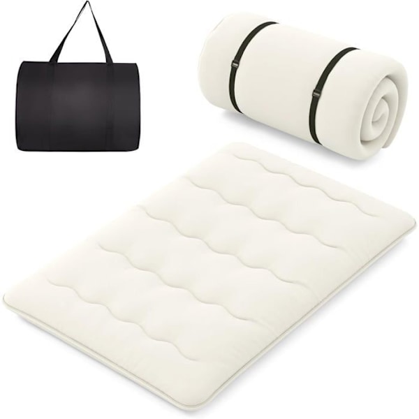 COSTWAY Japanilainen futonpatja 140x200cm - Irrotettava päällinen, Taitettava lattiapatja - Koti, Matkailuauto, Asuntola - Beige Beige