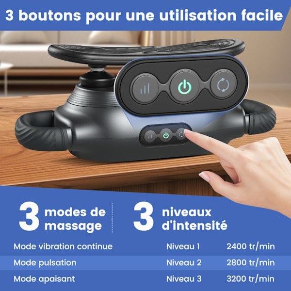 COSTWAY Elektrisk Multifunktionel Massør med 3 Skiftbare Massagehoveder, 3 Indstillinger, til Lindre Muskel Smerter Svart