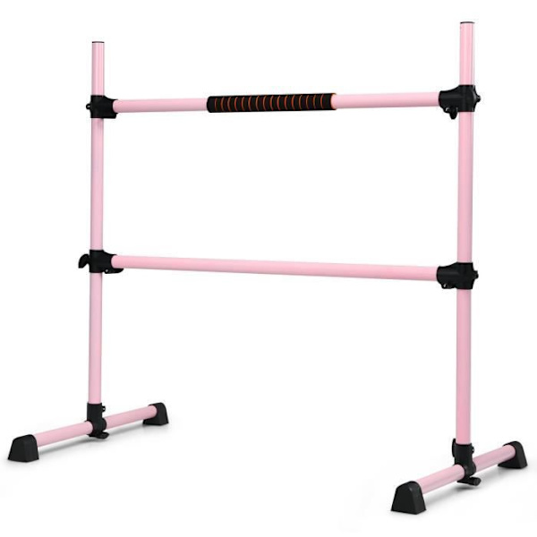COSTWAY Dobbelt Balletstænger Justerbar Højde 20-119CM med Skum Baser Rotérbar Belastning 50KG til Gymnastik/Træk Rosa