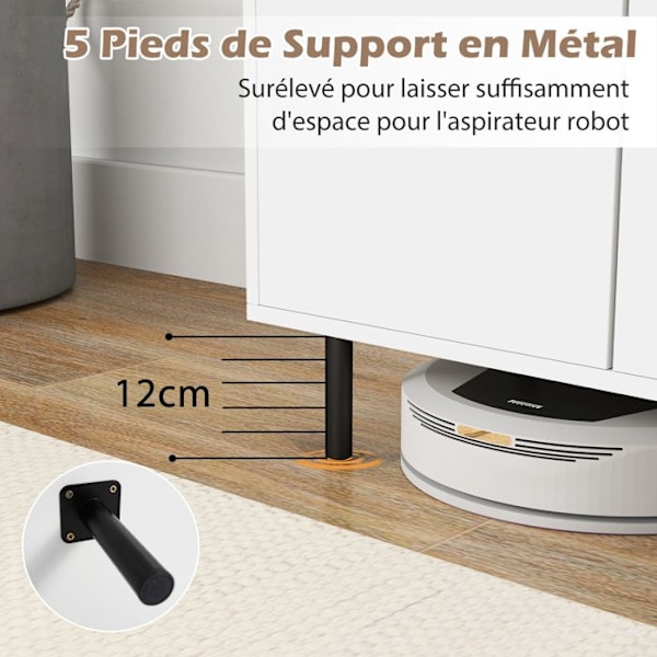 Buffé i kök 106 cm COSTWAY, 2 dörrar, justerbara hyllor, anti-tipp-kit, förvaringsmöbel för entré matplats Vit