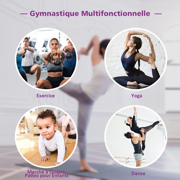 Foldable Gymnastics Mat COSTWAY-240 x 116 x 5 CM - Made of Foam and Detachable PU - Transport Handles - Self-adhesive Closure Lila
