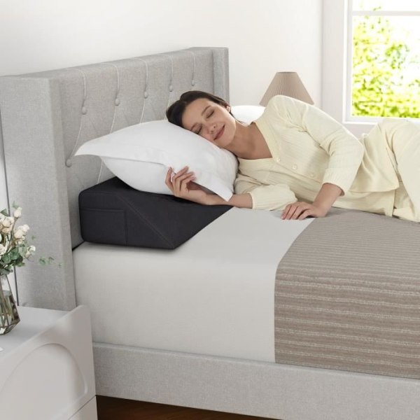 COSTWAY Kilkudde för säng Tillverkad av högdensitetssvamp - Sänggavelskudde, sidofickor, Fyll gapet - 99x25x13CM