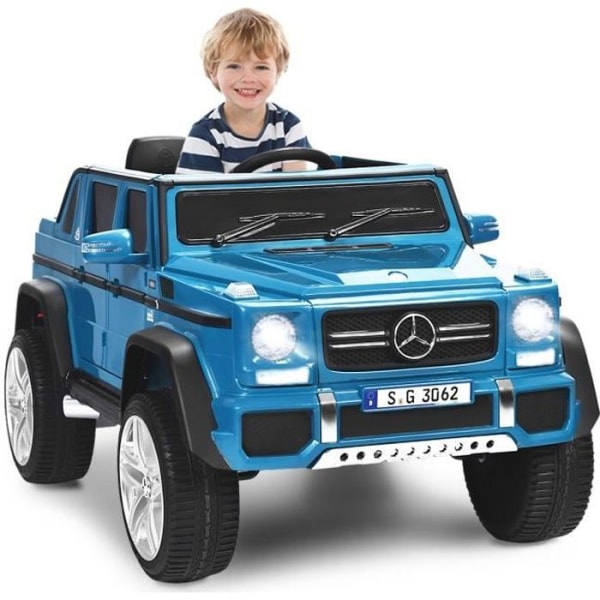 COSTWAY 12V elbil för barn Benz G650-S med LED-lampor, AUX-port, föräldrafjärrkontroll 3-8 år blå