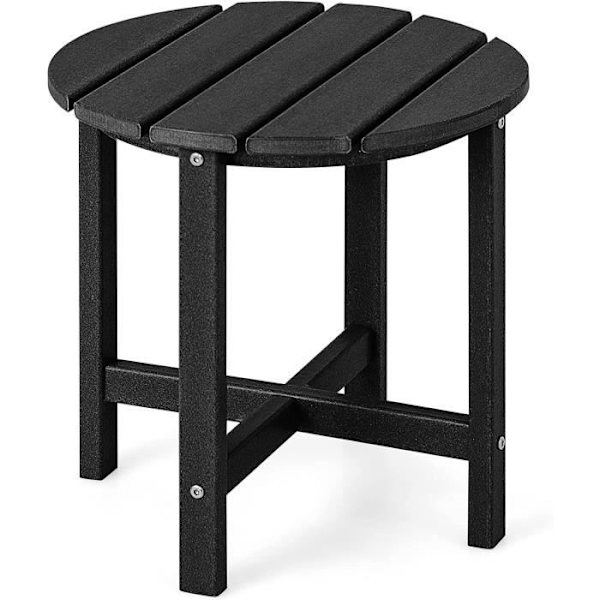 COSTWAY Have sofabord i HDPE Dia. 16 x H46 CM Anti-UV Max belastning: 100 KG Sidebord Indendørs, Udendørs Sort