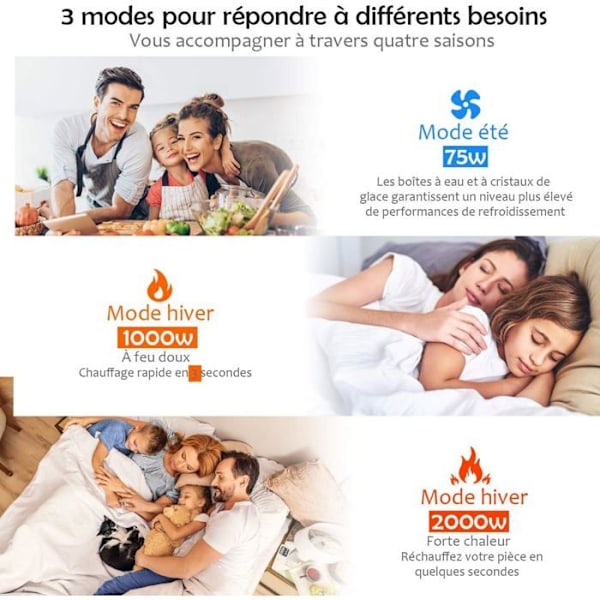 5 i 1 Mobil Airconditioner 2000W COSTWAY - Kold/Varm - Luftkøler med Fjernbetjening - 8 Timer Timer - 3 Hastigheder - 70° Oscillation
