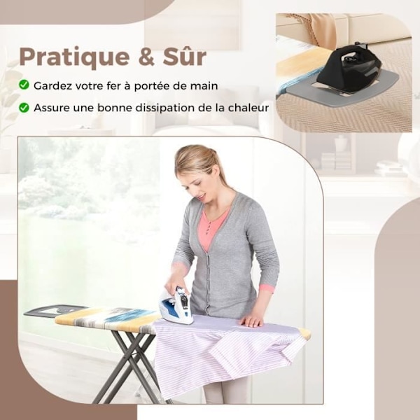 COSTWAY strygebræt med jernholder 154 x 42 cm, højdejustering på 7 niveauer, til hjemmet, vaskerum, flerfarvet