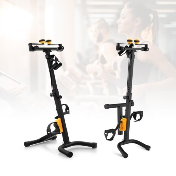 COSTWAY hopfällbar pedal motionscykel 9 höjdjusterbar motstånd Stretchfunktion med massagerullar, LCD-skärm