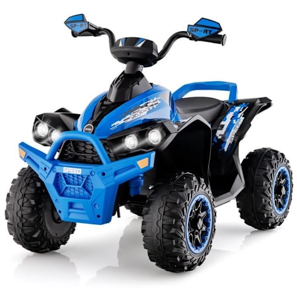 COSTWAY Elektrisk Quad til børn 12V7Ah, LED, Musik, Pedal, Horn, 3-4 km/t, til børn fra 3 til 8 år, Blå
