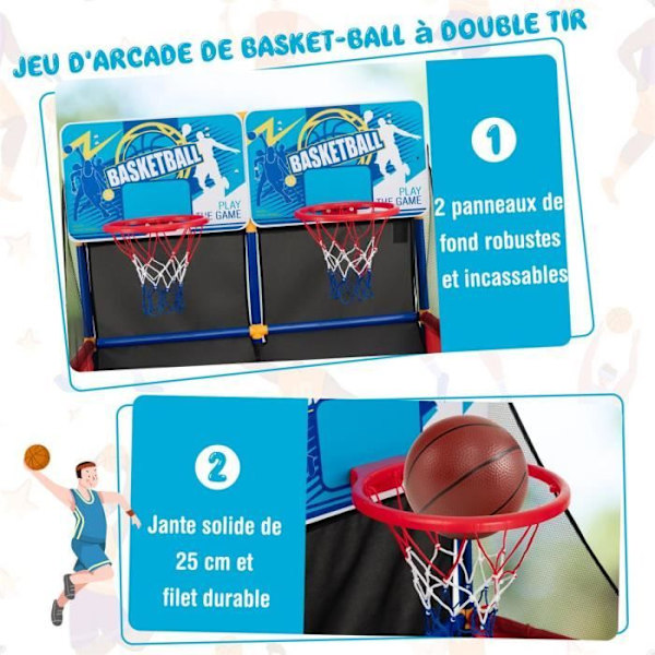 COSTWAY Basketball Arcade Spil med Dobbelt Shootout og Basketball Hoop 4 Bolde og 1 Inflator Pump Returrampe