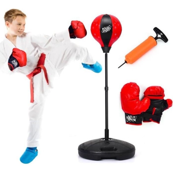 COSTWAY fristående boxningssäck med handskar och uppblåsbar handpump med justerbar höjd för barn från 5 år