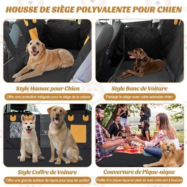COSTWAY Pet Bilstolsöverdrag - Meshfönster - Hundbilstolsöverdrag - Vattentät, anti-repa