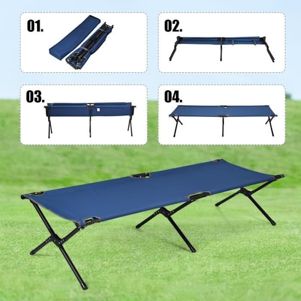 COSTWAY Sammenfoldelige lejrsenge 190 x 67 x 42 cm, metalramme, robust Oxford stof, belastning 135 kg, til rejser, camping, strand, blå