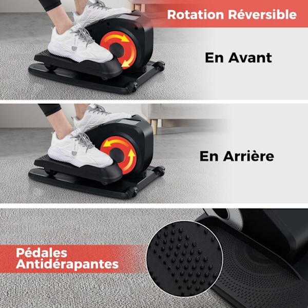 COSTWAY Mini Electric Elliptical Trainer-LCD-skärm-Infraröd fjärrkontroll-Automatisk/Manuell-Dubbelriktad lägen-Förmonterad