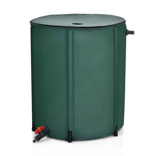 COSTWAY Foldbar Regnvandsopsamler 200L i PVC med Hanefilter 60x72CM til Vanding af Planter Grön