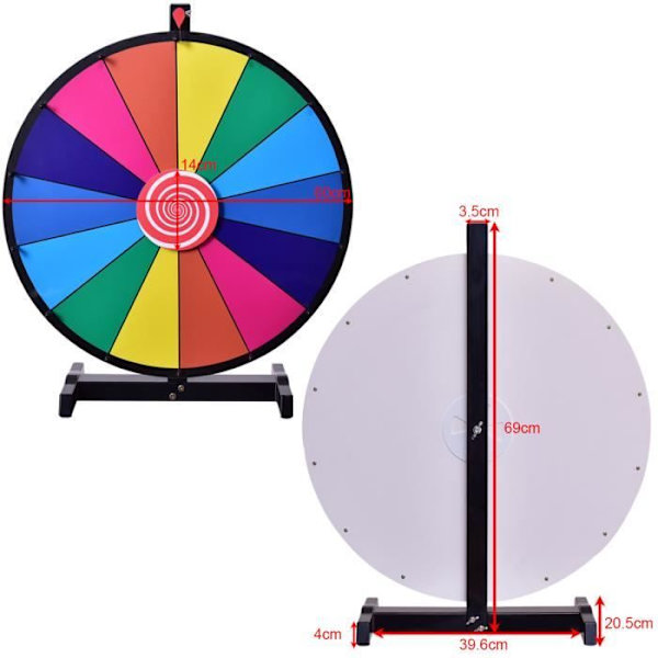 Wheel of Fortune D.60CM 14 pladser COSTWAY-præmie Hjul-sletbar pen viskelæder-plastik tips-til fødselsdagsfest lotterier, farverig Färgad