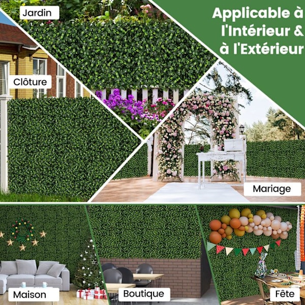 COSTWAY kunstig hæk 50 x 50 cm, 12 græsplænevægpaneler Buskpaneler i imiteret Gardenia Topiary