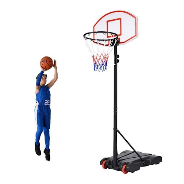 COSTWAY Basketball Bøjle på stativ Højdejusterbar fra 179 til 208 cm til indendørs/udendørs med hjul til børn/voksen Svart
