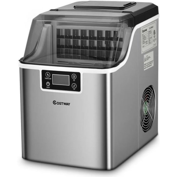 COSTWAY Ice Maker 18kg/24h med flasköppning LCD-skärm Timer Scoop Självrengörande 3,2L vattentank