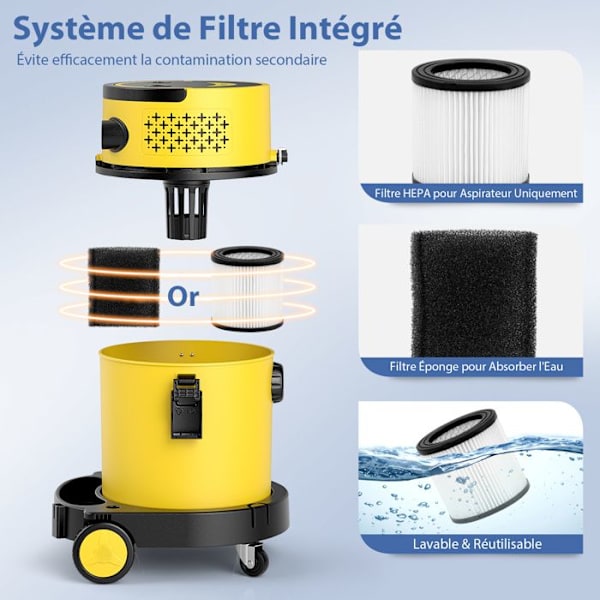 3 in 1 vesi- ja pölyimuripuhallin suodattimella COSTWAY-polypropeenisäiliö 30 L-1200W-Täydelliset tarvikkeet-matot ja kankaat