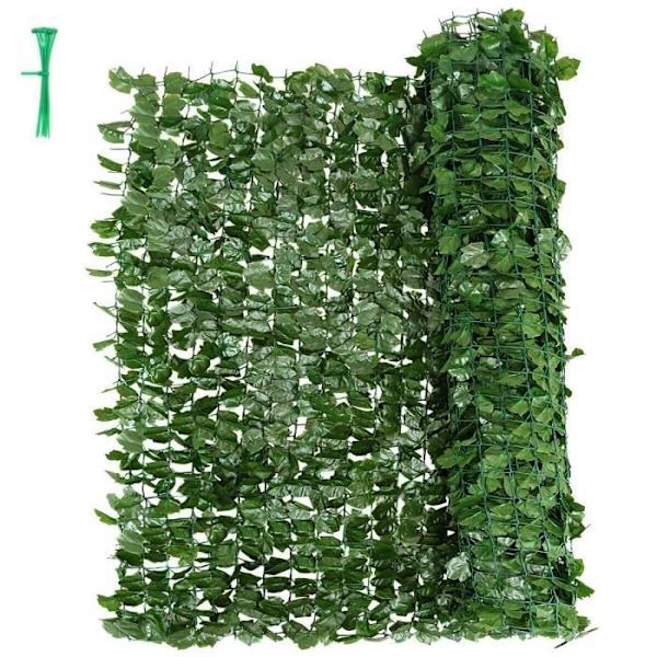 COSTWAY kunstig hæk, privat skærm 150 x 240 CM Anti-UV, kunstig vegetabilsk mesh realistisk PE-løv, 10 lynlåse