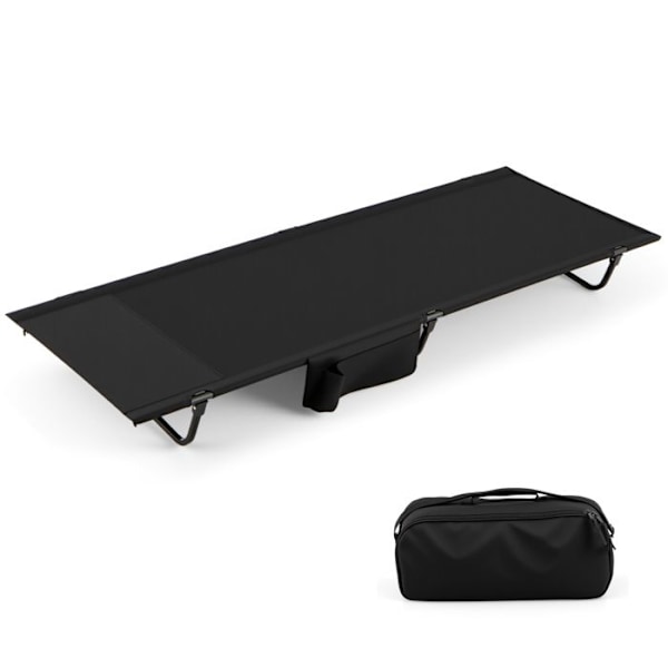 COSTWAY Sammenklappelig Camping seng med Side lomme, Transport taske, til Vandring Strand Kontor, Belastning 150 kg, 193 x 70 x 18 cm Sort