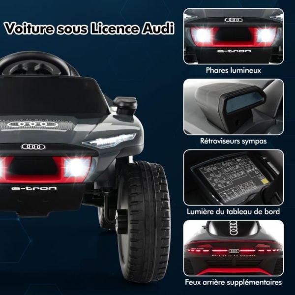 COSTWAY 12V Audi Elbil för barn - 2,4G Fjärrkontroll - LED &amp; Musik &amp; Story - 2 Motorer, 3-6,5 km/h, 3+år