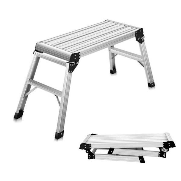 COSTWAY Step Jakkara Taitettava alumiininen jakkara 110 x 40 x 49 cm liukumattomalla pinnalla ja 150 kg:n työtasolla.