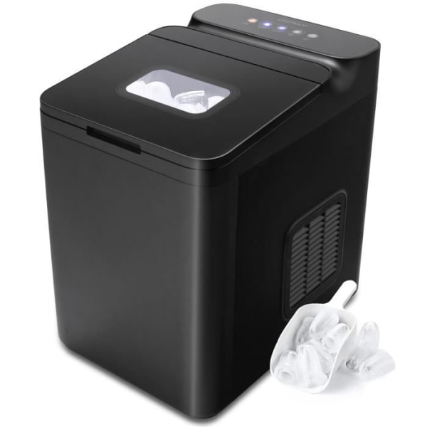 COSTWAY Ismaskine 9 isterninger 15 kg/dag 6 minutters cyklus Automatisk rengøring Touch Control Glaslåg 1,5 L Sort