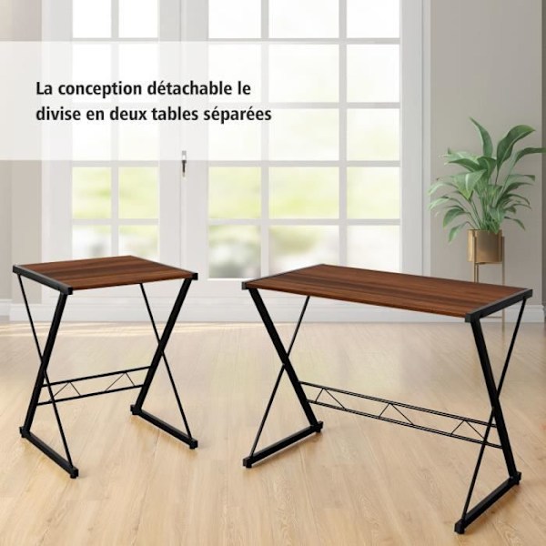 COSTWAY Hjørneskrivebord - 147 x 112 x 79 CM - Justerbart til 2 lige skriveborde Stort bord til 2 personer Brun