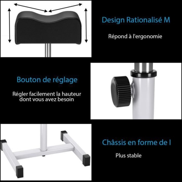 COSTWAY Pedicure skammel med justerbar sædehøjde 45-65 cm, tyk og blød pude, til manicure benpleje, belastning 10 kg Svart