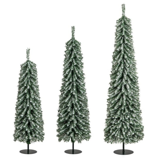 3 kpl keinotekoisia joulukuusia COSTWAY-120+150+180 cm-jalusta-100+120+180 LED-valelumi-216+302+505 oksaa-vihreä Grön