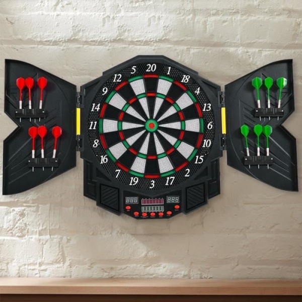 COSTWAY Target Electronic Dartboard Dartboard med 27 spellägen och 216 varianter 4 LED-skärmar för 1-8 spelare