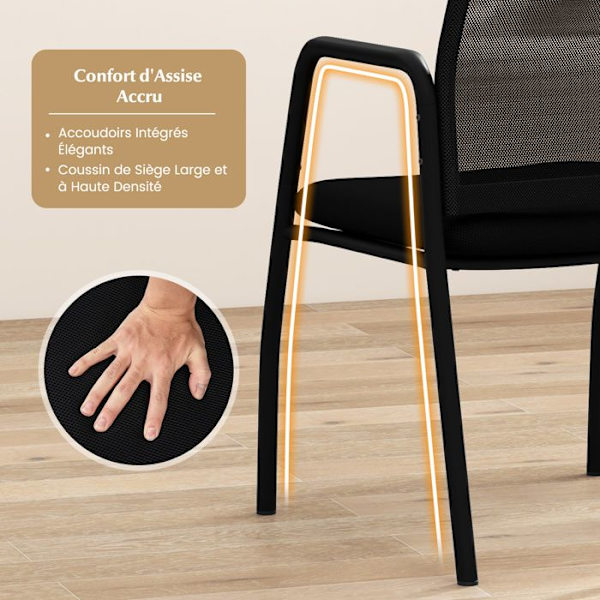 COSTWAY Sæt med 2 mødelokalestole med ergonomisk meshryg, robuste armlæn og polstret sæde til reception