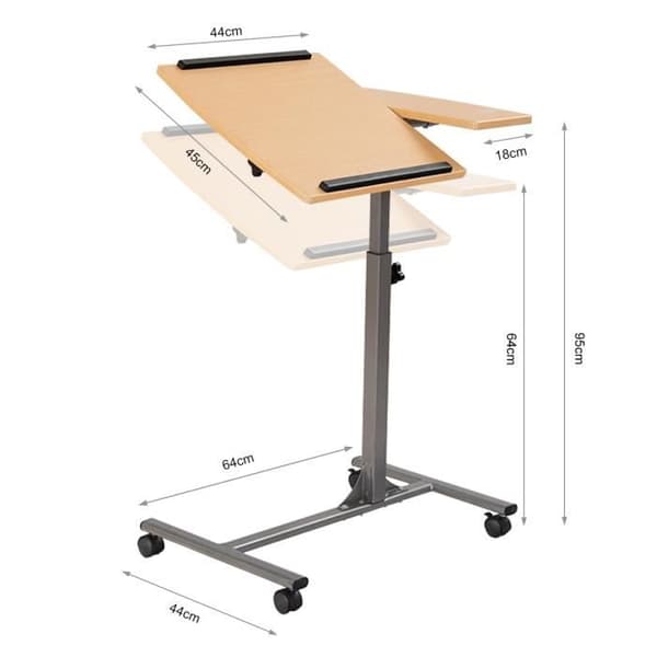 Justerbart Laptopbord Rullande Overbäddsbord Sidobord