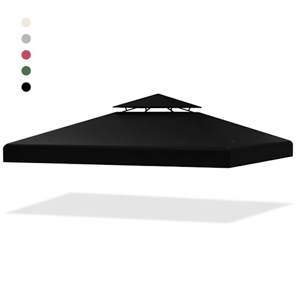 COSTWAY Kahden Tason Vaihtosat 3x3M Aurinkosuoja, Polyesterinen Peite Paviljonkiin, Musta Puutarhaan Patioon