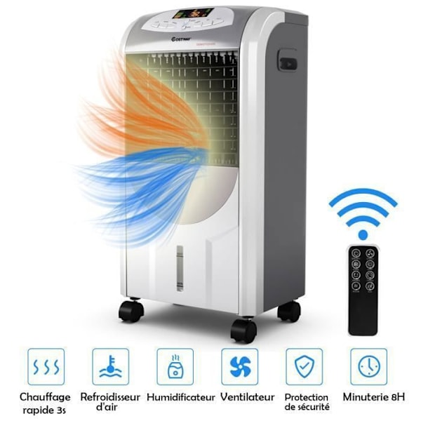 5 in 1 Kannettava Ilmalämpöpumppu 2000W COSTWAY - Kylmä/Lämmin - Ilmanviilentäjä Kauko-ohjaimella - 8H Ajastin - 3 Nopeutta - 70° Heilahdus