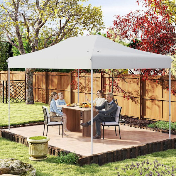 Kokoontaitettava Teltta 300 x 445 CM - COSTWAY - 10-12 henkilöä Pop-Up Korkeussäädettävä 188-208cm - UV-suojattu Juhliin Beige