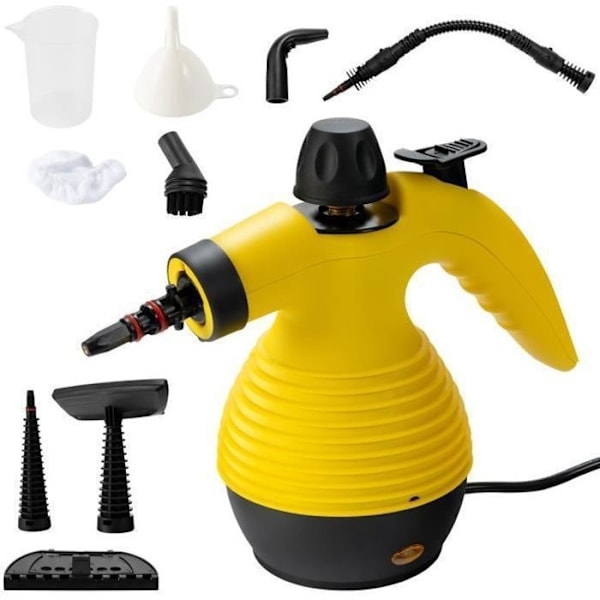 COSTWAY Bærbar Håndholdt Damprenser 900W-1050W 350ML Vandtank 3 Bar Tryk til Hjem/Auto/Terrasse Gul Gul