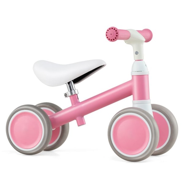 COSTWAY Balancecykel til Baby uden Pedaler med Justerbart Styr og Sæde, 4 Hjul, til Fødselsdagsgave, 1 til 3 År, Rosa