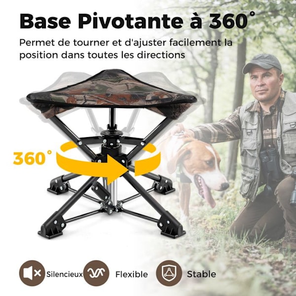 COSTWAY Flettbar Havechaise, 360° Drejbar Havebænk med Transporttaske, Kapacitet 150 kg, Camouflage Kamouflage