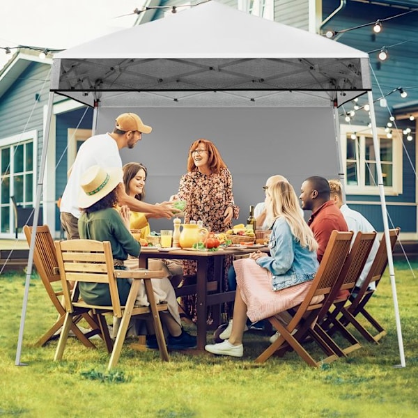 COSTWAY Have Telt 182 x 182 cm med Sidepanel - Foldbar Receptionstelt med Justerbare Skrå Fødder Hvid