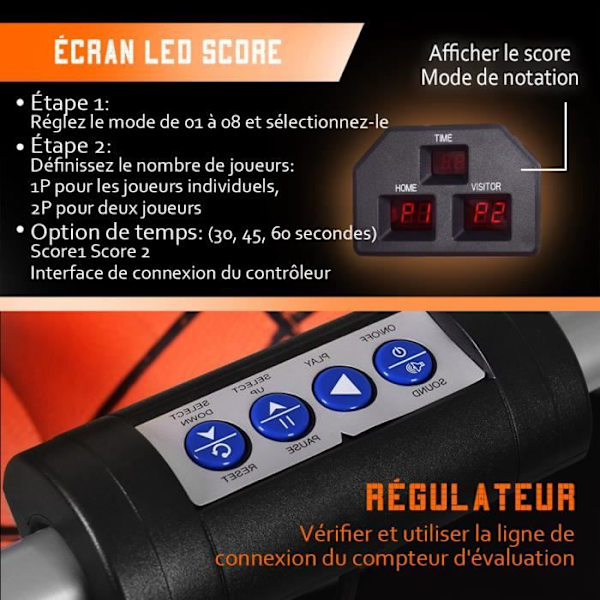 COSTWAY Arcade koripallopeli Double Shootout Double Basket Elektroninen laskuri, 4 palloa, 1 pumppu taitettava koripallovanne