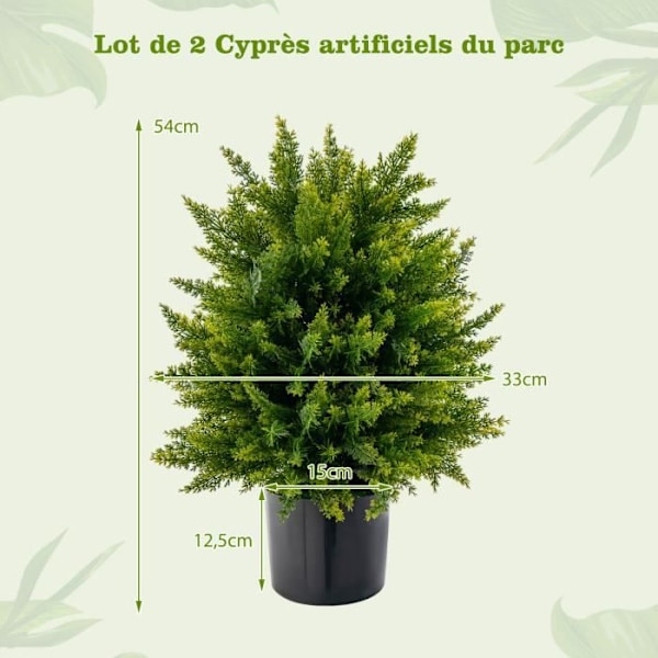 COSTWAY-keinokasvi, 2 kpl sypressipallon sarja 33 x 54 cm (Halk. x K) Ruukut mukana. Sisätilojen ulkosisustus