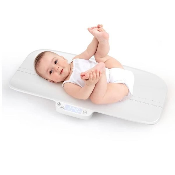 COSTWAY Digital Babyvægt Max 30 kg Størrelse 60CM 4 Måletilstande Tara Funktion LED-skærm Automatisk nedlukning for nyfødte/kæledyr Vit