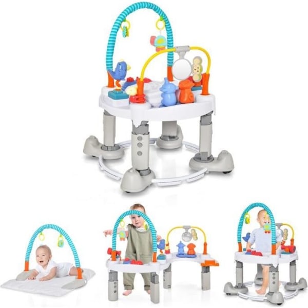 COSTWAY Musical Bounce Activity Walker 5 i 1 aktivitetsbord, aktivitetsmatta 3 justerbara höjder 360° roterande säte 11 kg