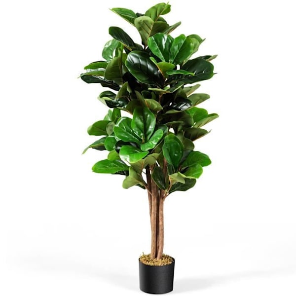 COSTWAY kunstig plante 120 CM, Dia.15 CM, 118 PEVA-blade, PP dekorationskrukke, nem rengøring, til hjemmet, kontoret