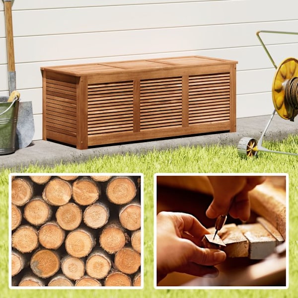 COSTWAY Acacia Wood Trädgårdsbänk 2 i 1 förvaringslåda 120 x 45 x 45 cm Max belastning 150 kg för terrass uteplats Innergård Nature