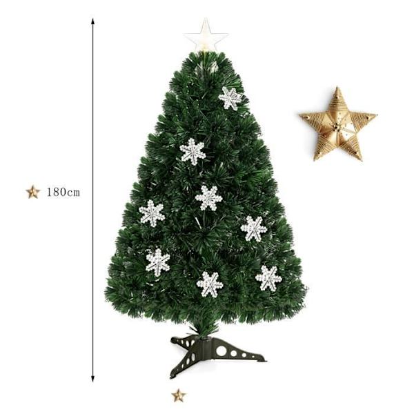 COSTWAY konstgjord julgran LED julgran 180 cm PVC-blad för dekoration med stativ, med snöbas Grön