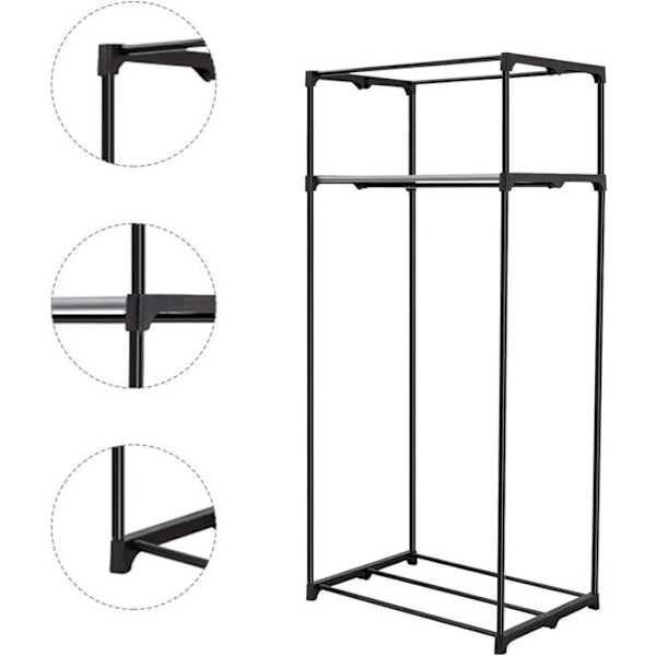 COSTWAY Stof Tøj Garderobe Opbevaringsskab 75 x 50 x 170 cm 2 hylder med non-woven betræk, kaffe