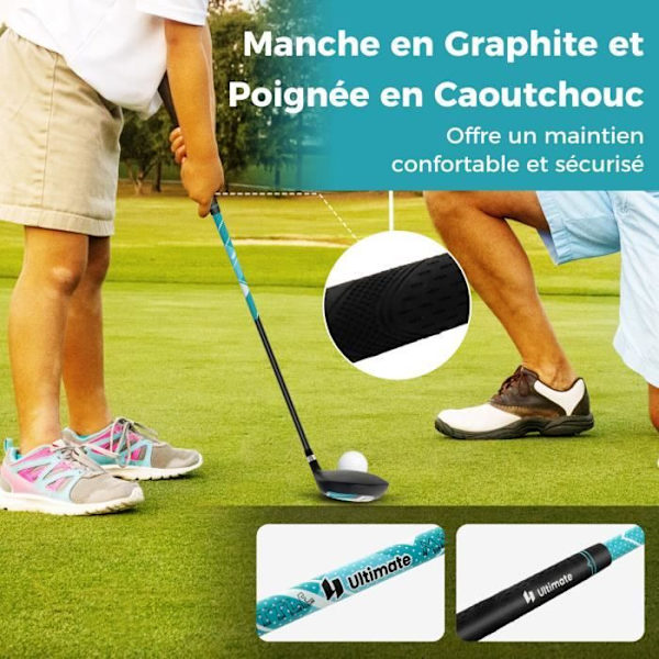 COSTWAY-golfkassisarja 8-10-vuotiaille lapsille Kolmijalka - Sateenkestävä huppu - No. 1 Driver, No. 7 ja No. S Raudat ja putterit - Sininen
